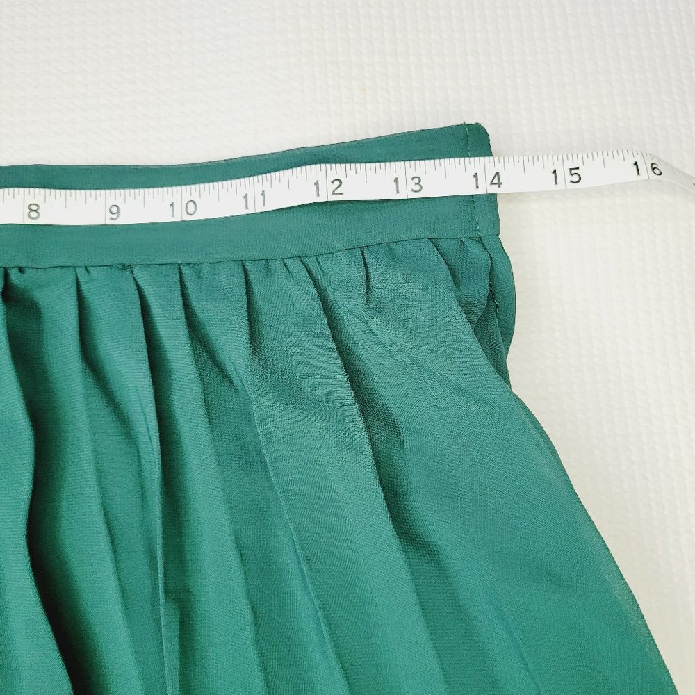 Charlotte Russe Pleated Skirt Green Knee Womens Small Acadamia Flirty Flowy City - Picture 3 of 7
